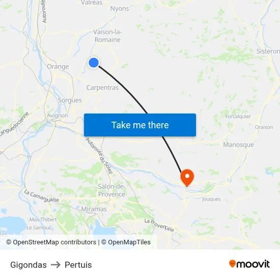 Gigondas to Pertuis map