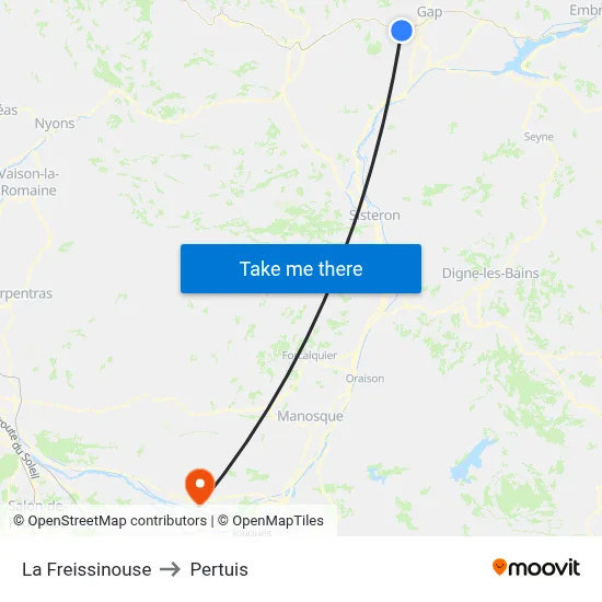 La Freissinouse to Pertuis map