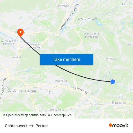 Châteauvert to Pertuis map