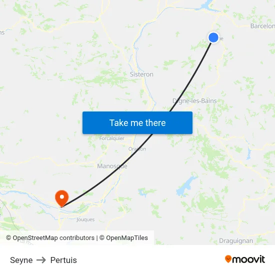 Seyne to Pertuis map