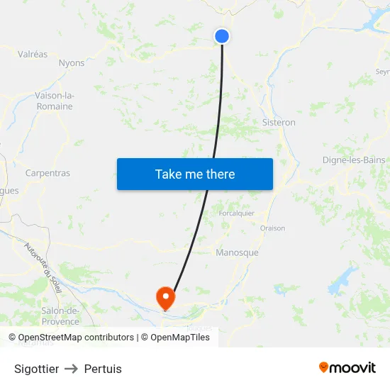 Sigottier to Pertuis map