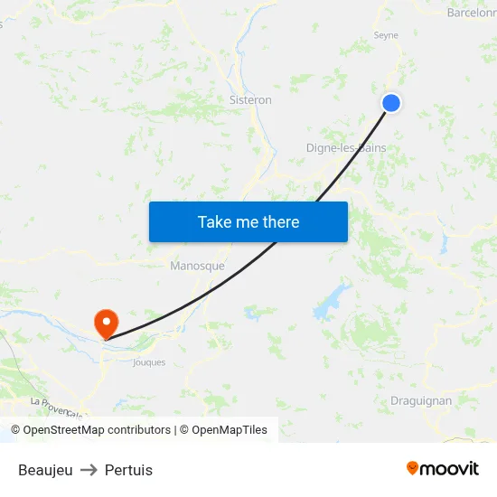 Beaujeu to Pertuis map