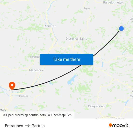 Entraunes to Pertuis map