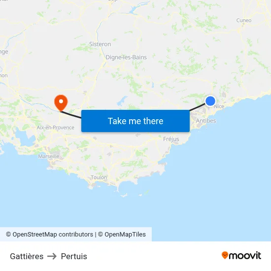 Gattières to Pertuis map