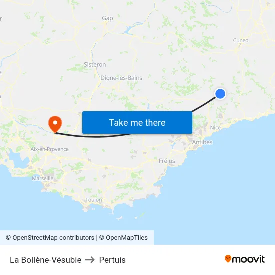La Bollène-Vésubie to Pertuis map