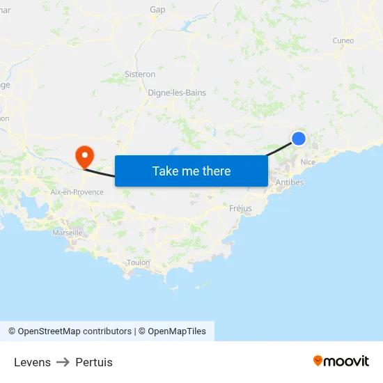 Levens to Pertuis map