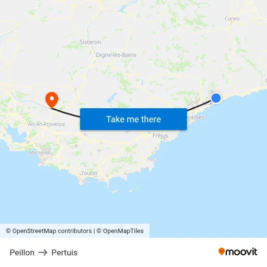 Peillon to Pertuis map