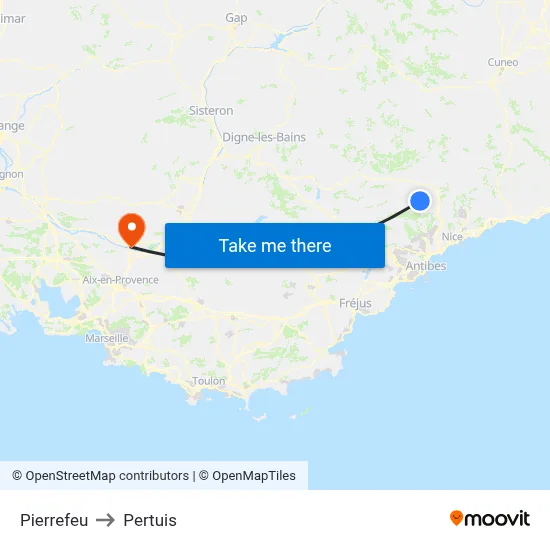 Pierrefeu to Pertuis map