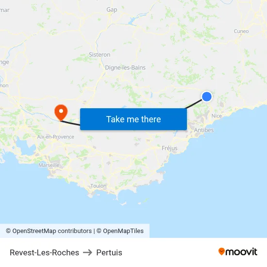 Revest-Les-Roches to Pertuis map