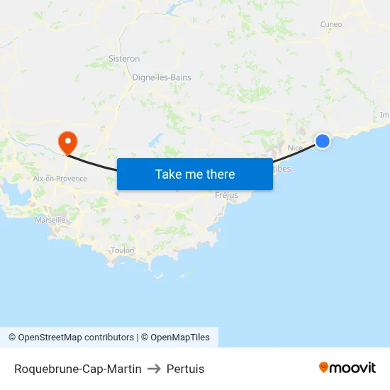 Roquebrune-Cap-Martin to Pertuis map
