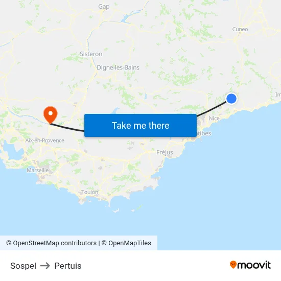 Sospel to Pertuis map