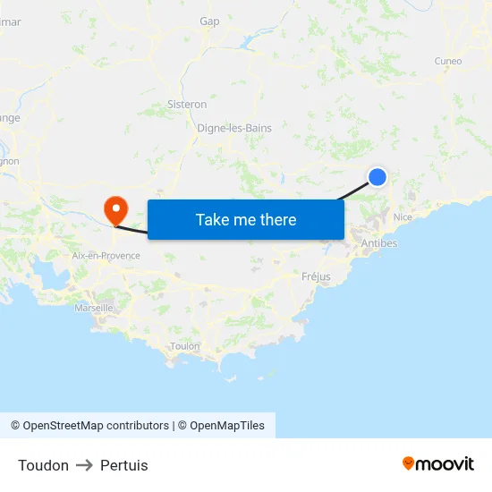 Toudon to Pertuis map