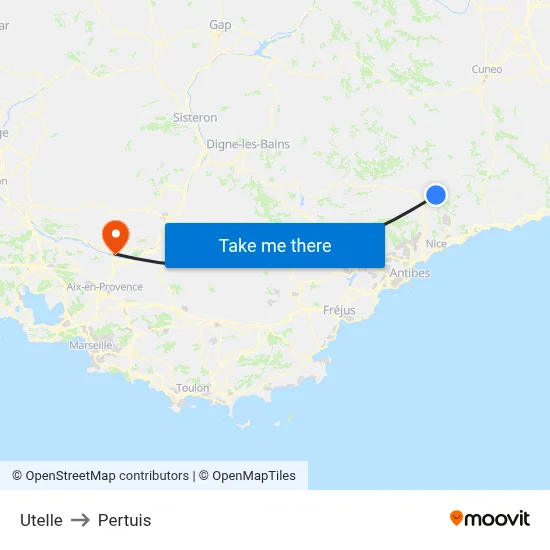 Utelle to Pertuis map