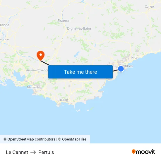 Le Cannet to Pertuis map