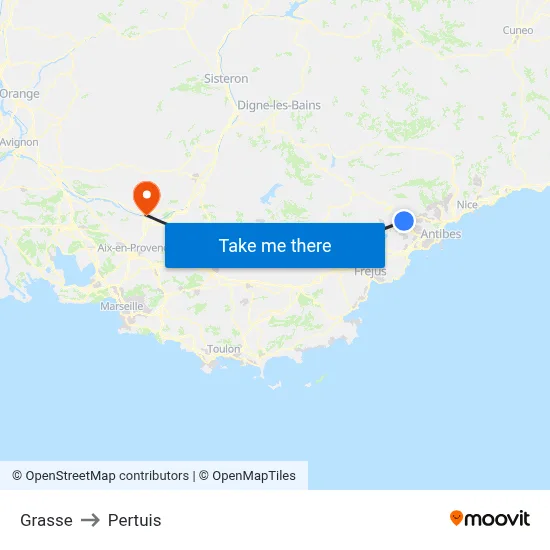 Grasse to Pertuis map