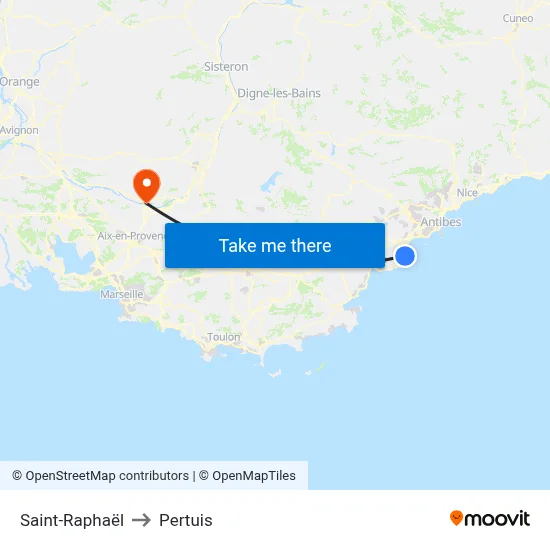 Saint-Raphaël to Pertuis map