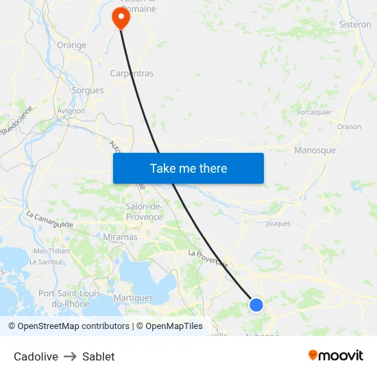 Cadolive to Sablet map