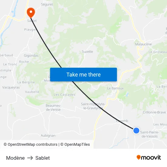Modène to Sablet map