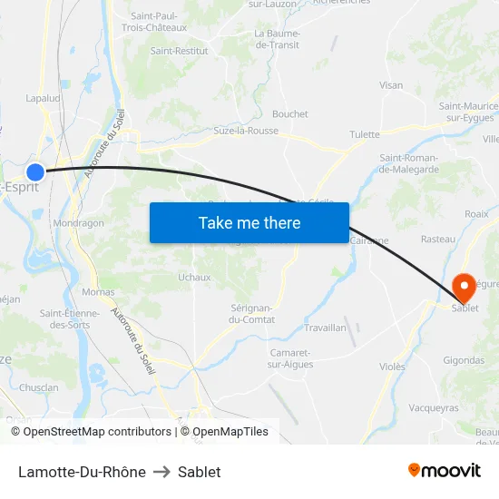 Lamotte-Du-Rhône to Sablet map