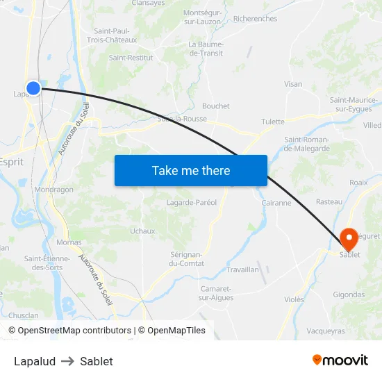 Lapalud to Sablet map