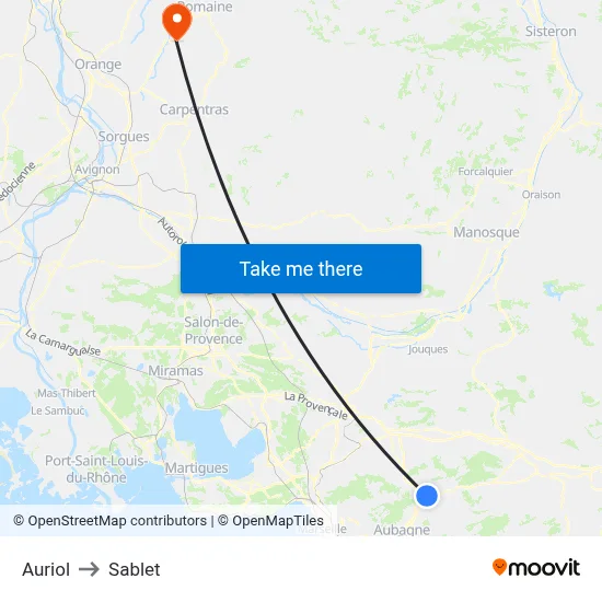 Auriol to Sablet map