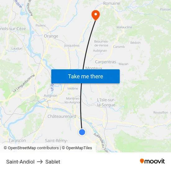 Saint-Andiol to Sablet map