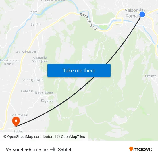 Vaison-La-Romaine to Sablet map