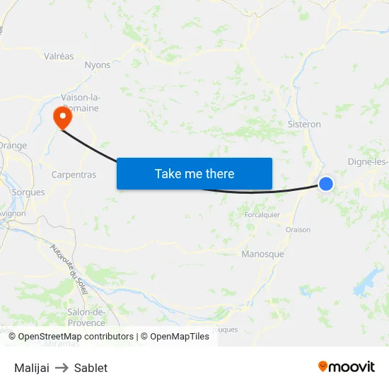 Malijai to Sablet map