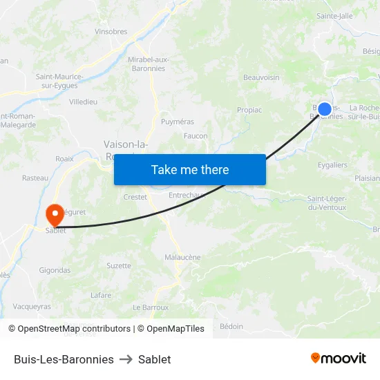 Buis-Les-Baronnies to Sablet map