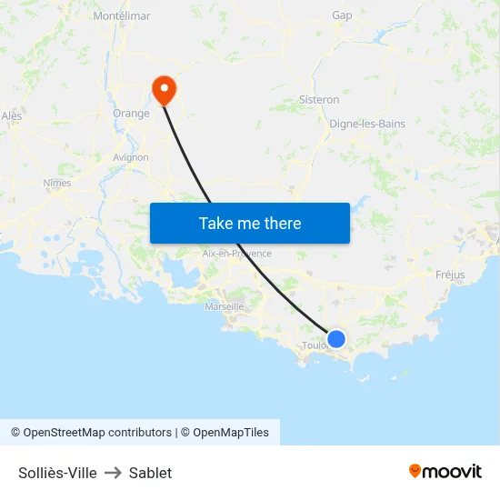 Solliès-Ville to Sablet map