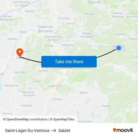 Saint-Léger-Du-Ventoux to Sablet map