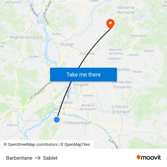 Barbentane to Sablet map