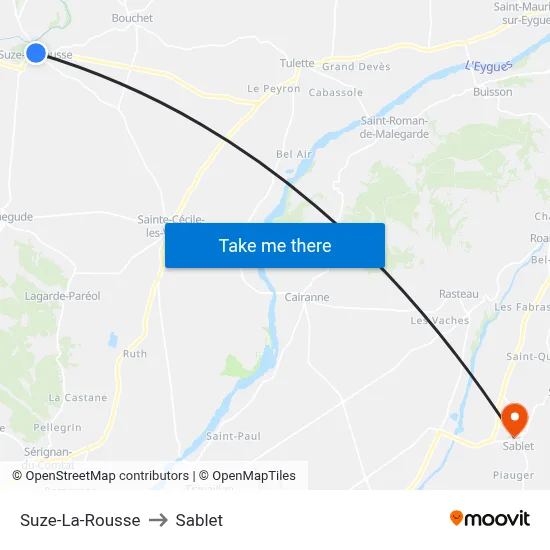 Suze-La-Rousse to Sablet map
