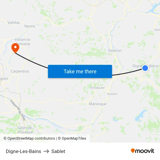 Digne-Les-Bains to Sablet map