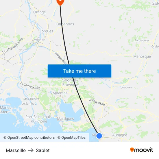 Marseille to Sablet map