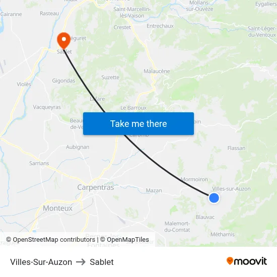 Villes-Sur-Auzon to Sablet map