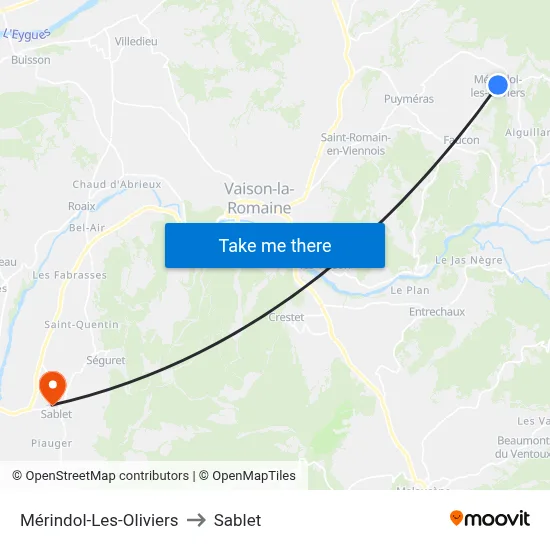 Mérindol-Les-Oliviers to Sablet map