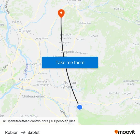 Robion to Sablet map
