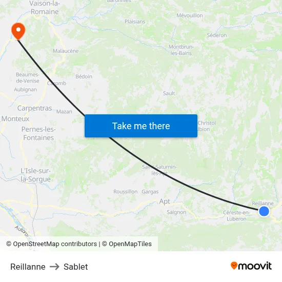 Reillanne to Sablet map