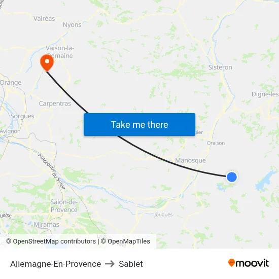 Allemagne-En-Provence to Sablet map