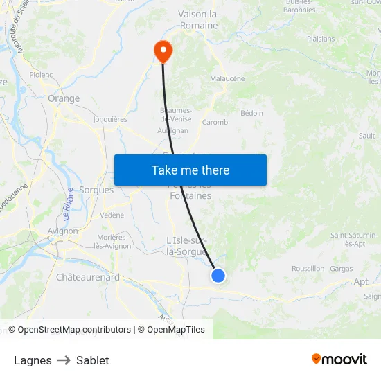 Lagnes to Sablet map