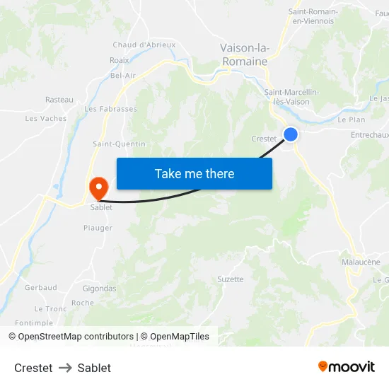 Crestet to Sablet map
