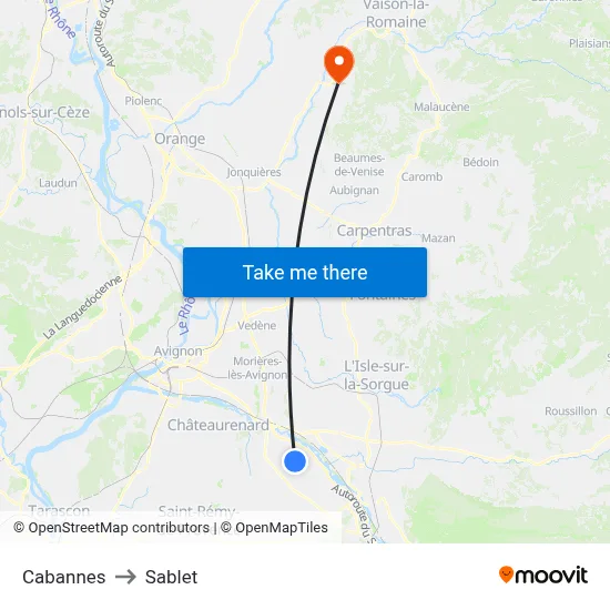 Cabannes to Sablet map