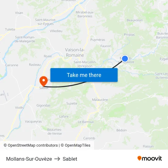 Mollans-Sur-Ouvèze to Sablet map