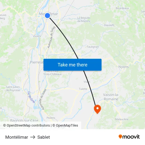 Montélimar to Sablet map