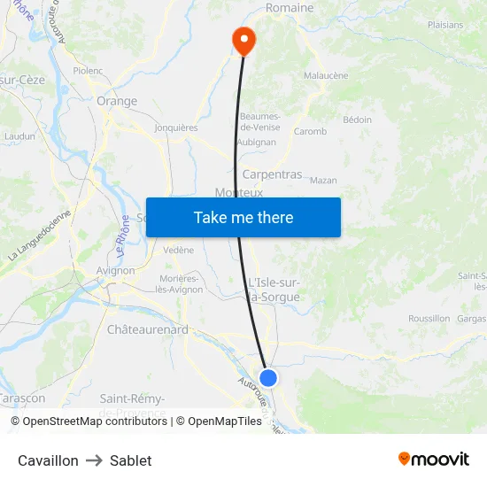Cavaillon to Sablet map