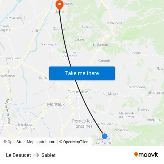Le Beaucet to Sablet map