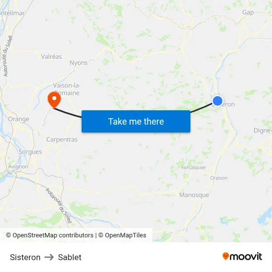 Sisteron to Sablet map