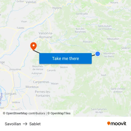Savoillan to Sablet map