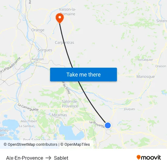 Aix-En-Provence to Sablet map